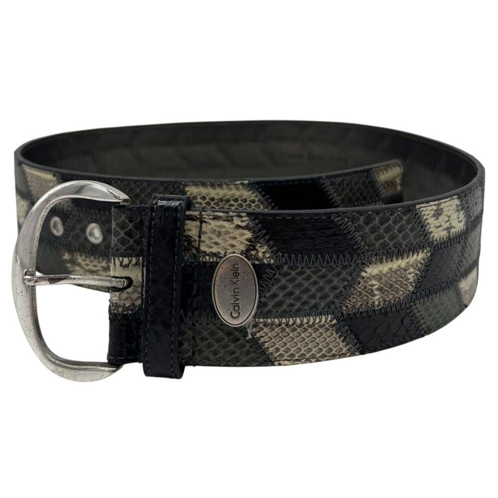 Calvin Klein Women's Genuine Leather Belt Size Small Multicolor Snakeskin Print